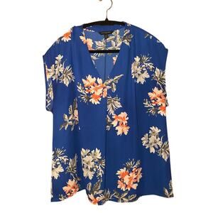 Banana Republic - Blue Floral Blouse - Size Large Petite